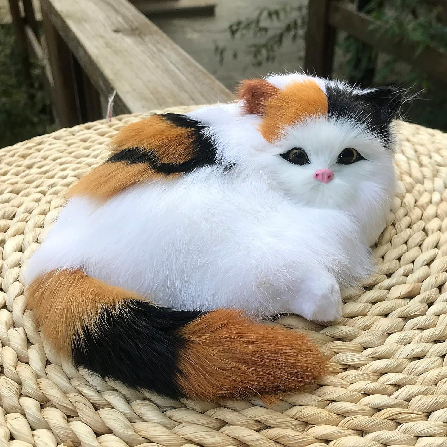 Figurita de Gato Calico Realista Basuo-9Q 17.95x13x6 cm