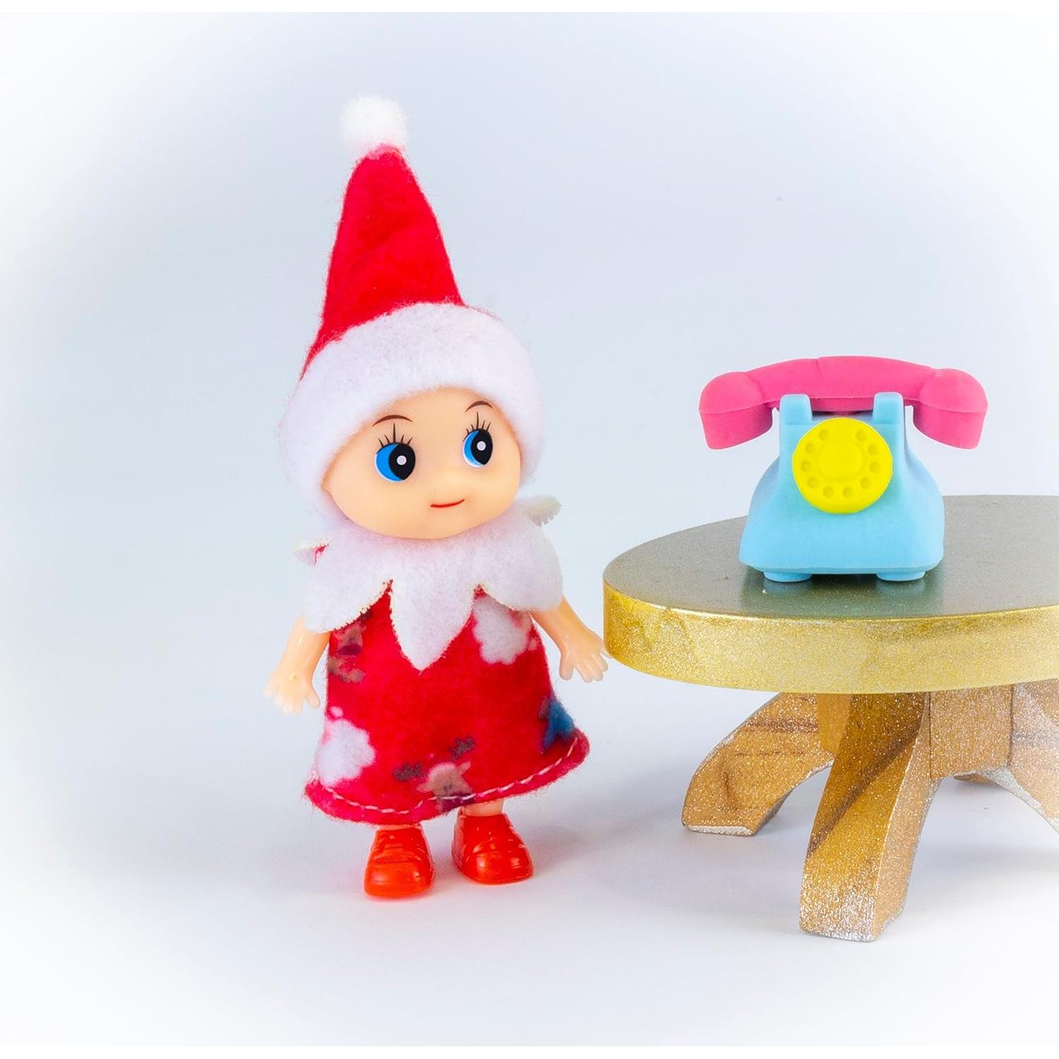 Muñeca Elfo Bebé Pequeño ZTI en Vestido Rojo 10 cm