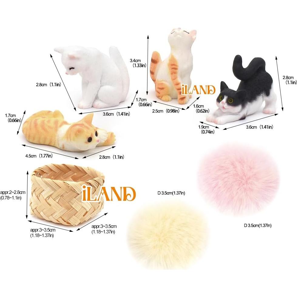 Figuritas de Gato Mini Realista iLAND - Accesorios Casa Muñecas 1:12