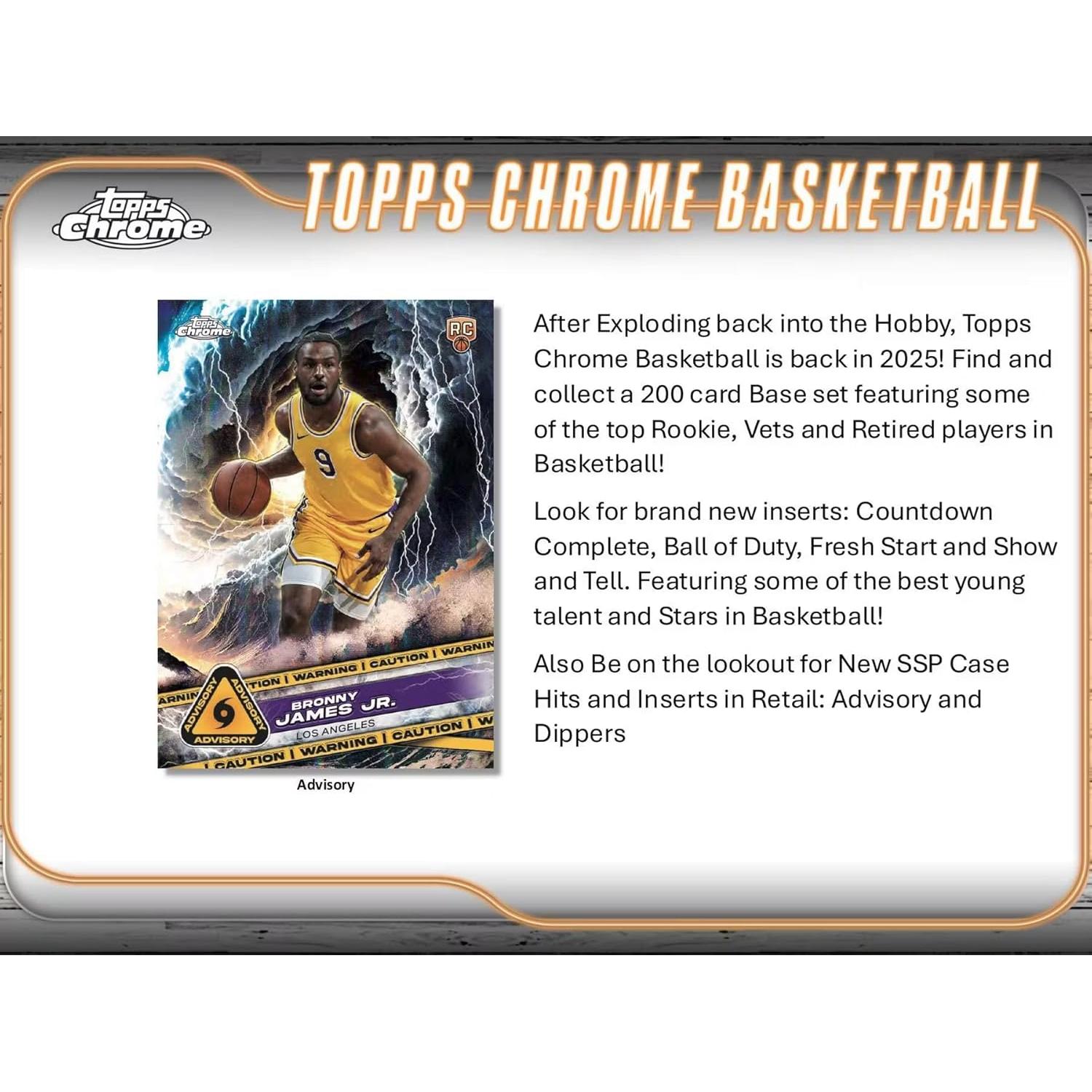 Caja de Cartas de Baloncesto Topps Chrome 2025 - 8 Paquetes