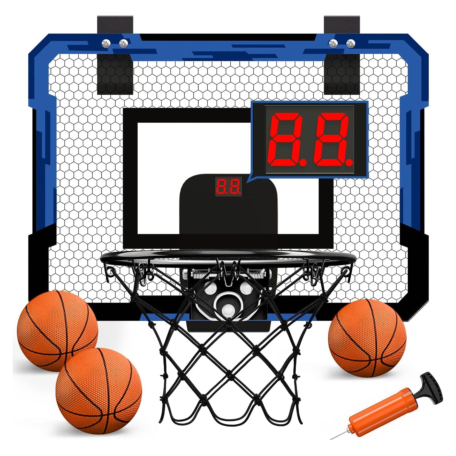 Aro de Baloncesto Interior QDRAGON Azul con Marcador y 3 Pelotas