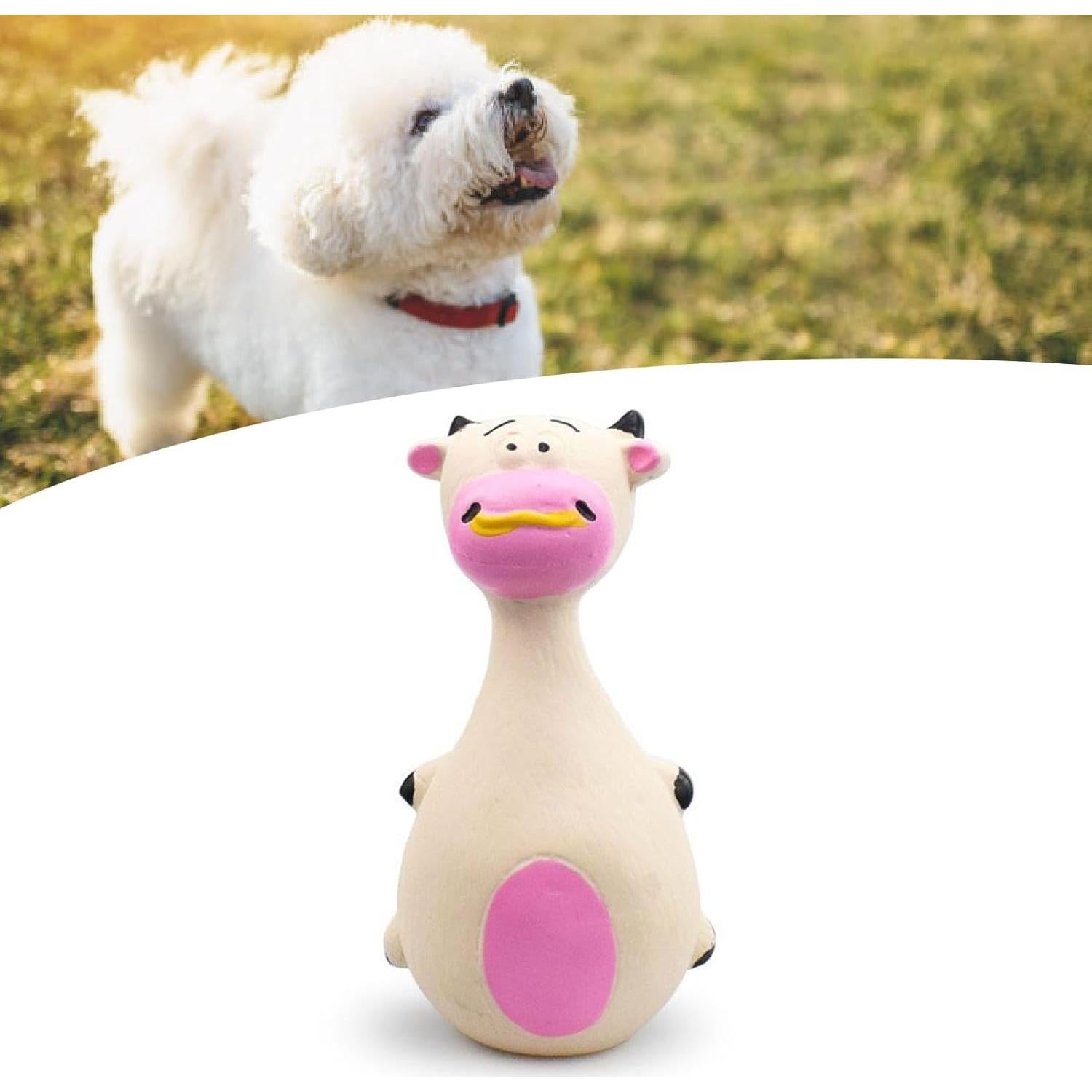 Juguete Interactivo para Perros TEUOPIOE Vaca Blanca Squeaky