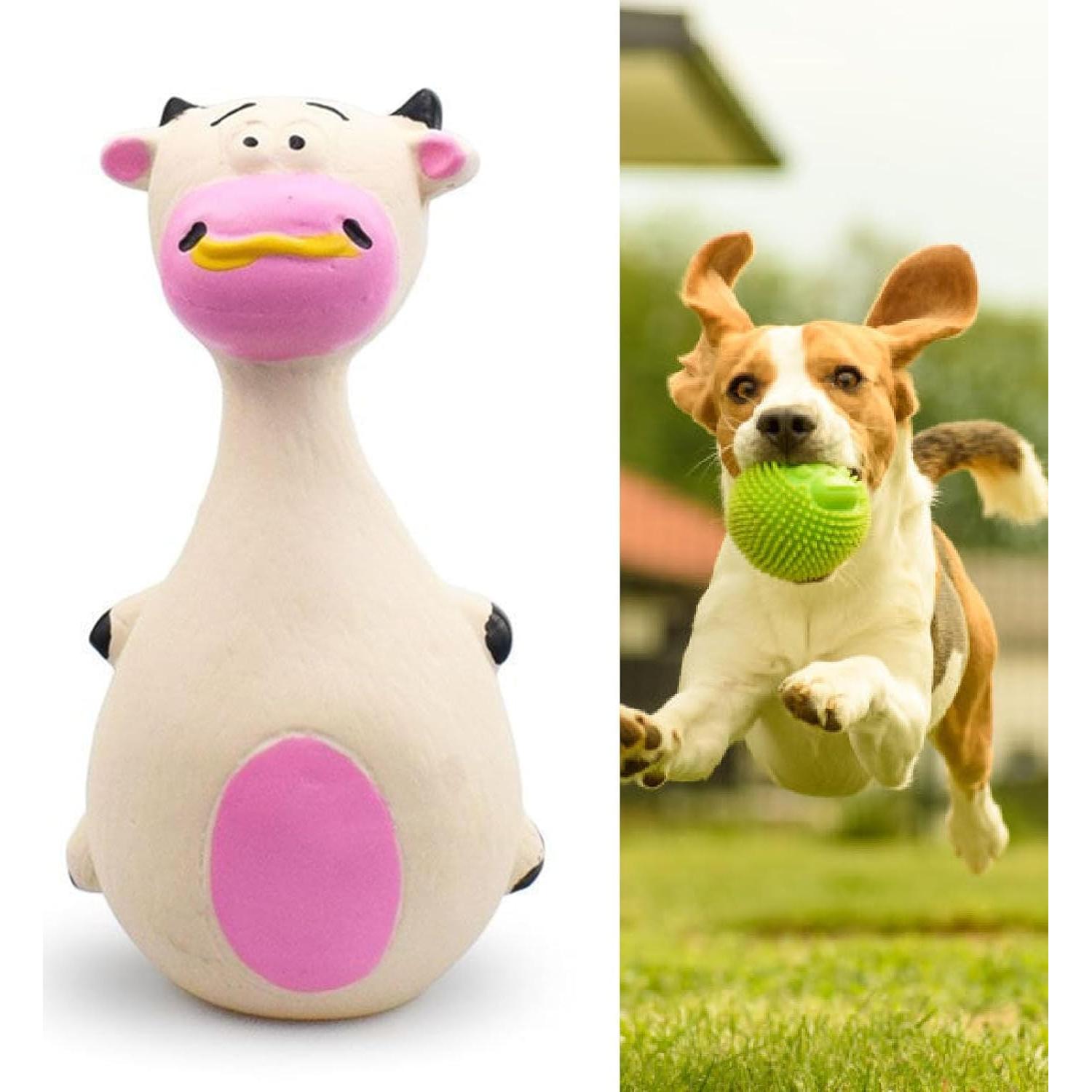 Juguete Interactivo para Perros TEUOPIOE Vaca Blanca Squeaky