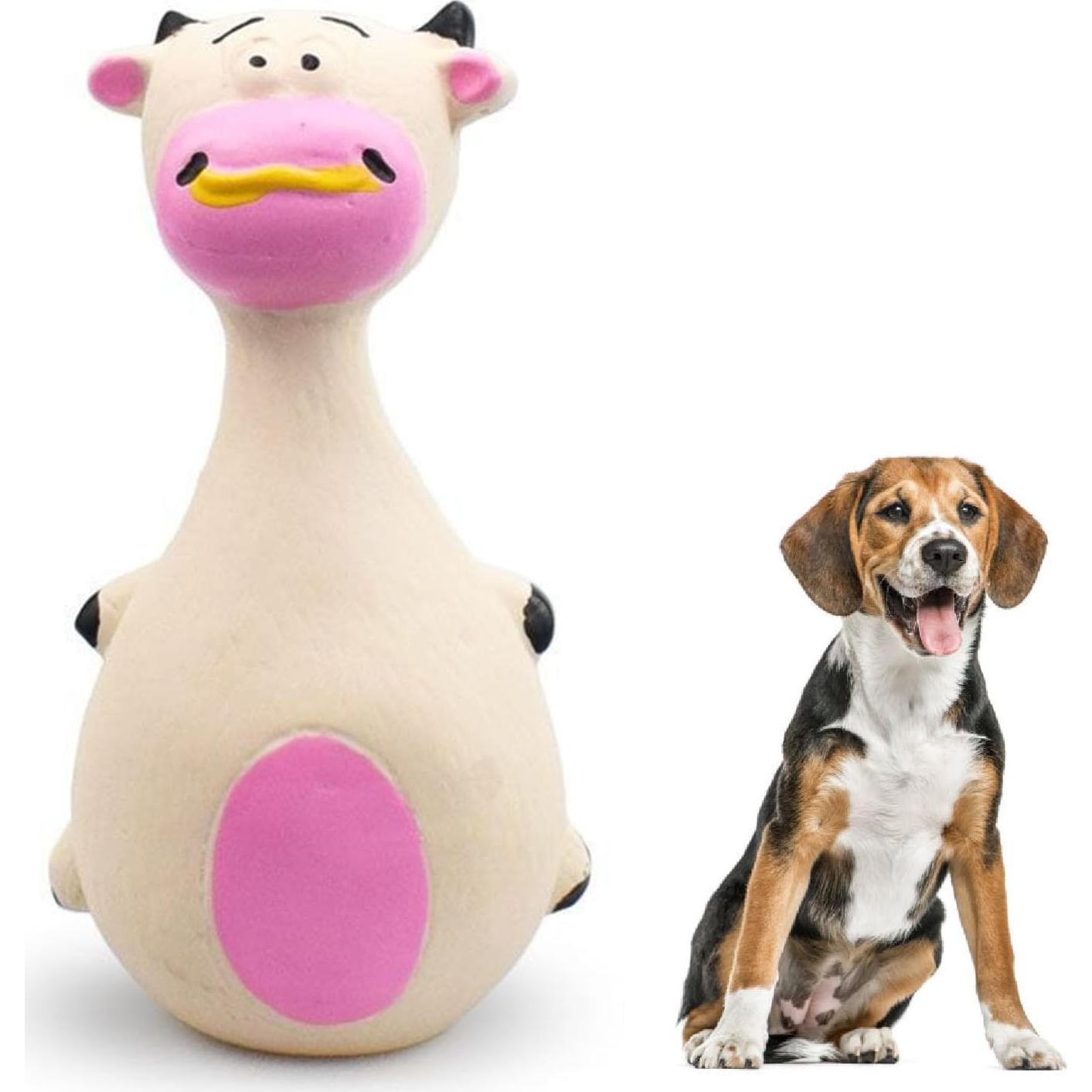 Juguete Interactivo para Perros TEUOPIOE Vaca Blanca Squeaky