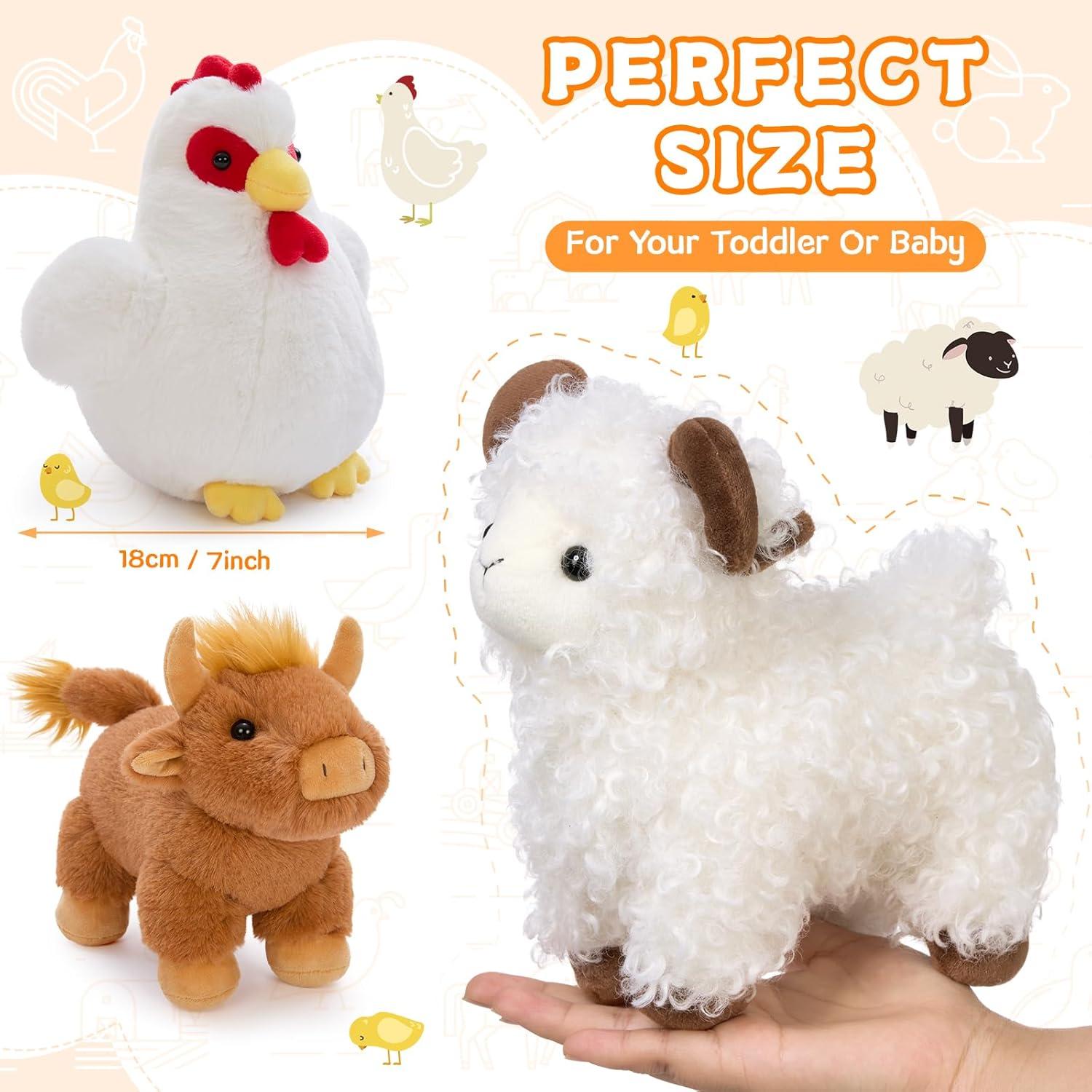 MaoGoLan 10 Animales de Granja de Peluche para Niños 25.4 cm