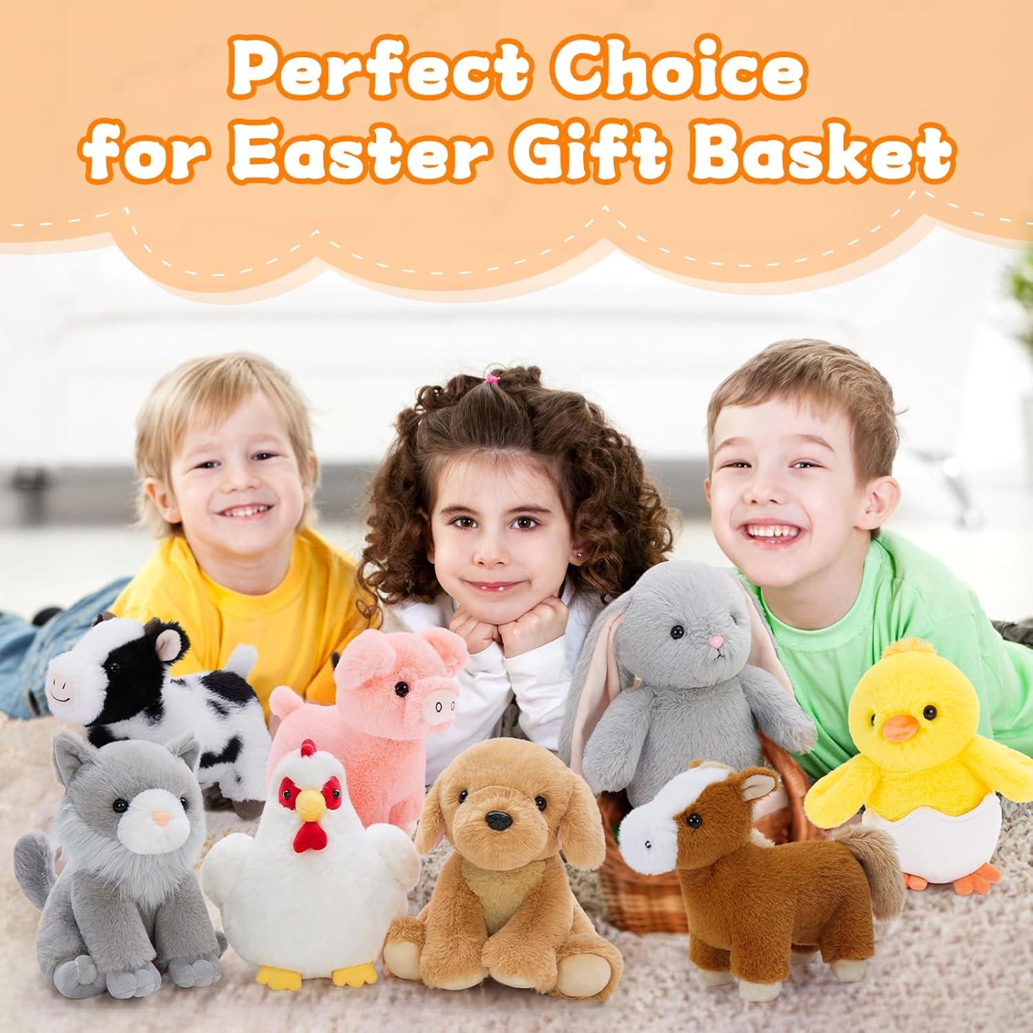 MaoGoLan 10 Animales de Granja de Peluche para Niños 25.4 cm