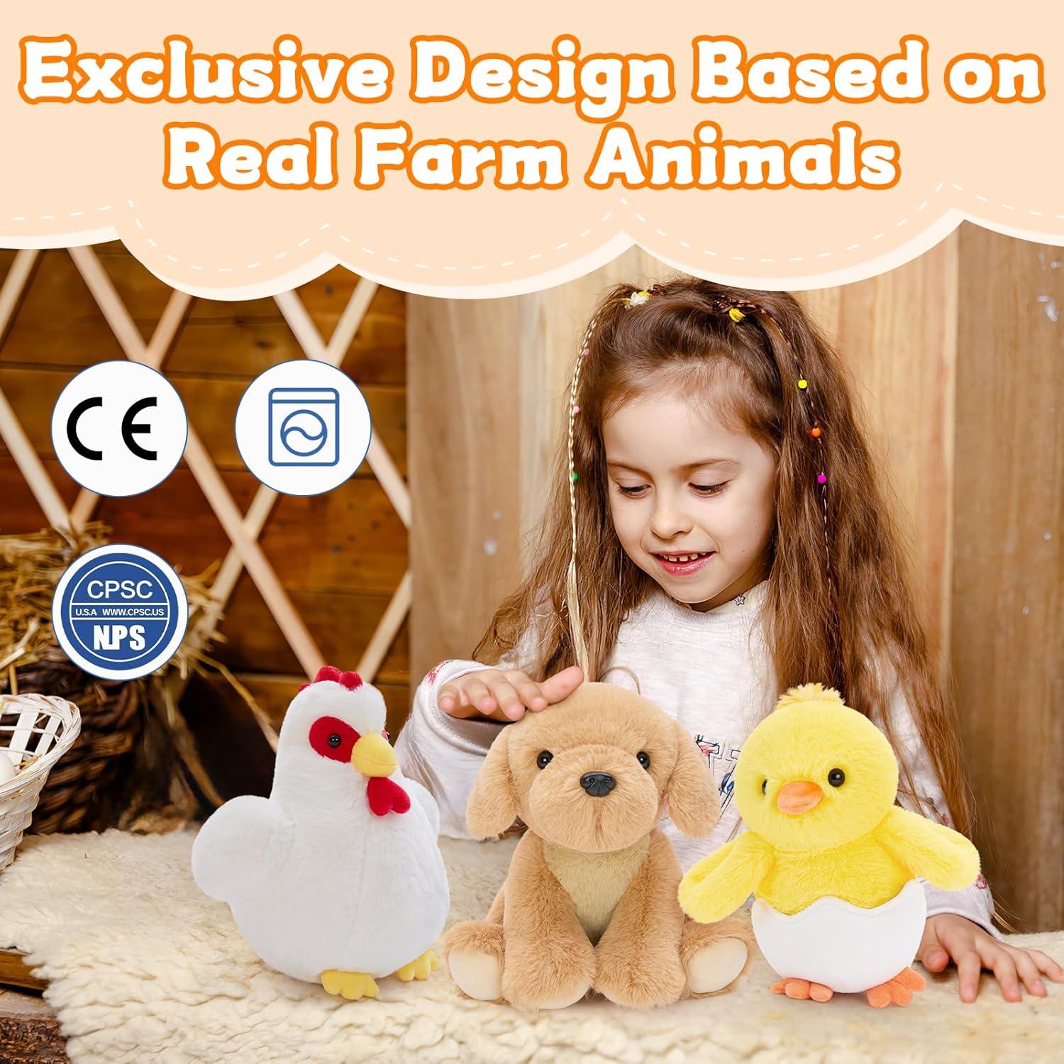 MaoGoLan 10 Animales de Granja de Peluche para Niños 25.4 cm