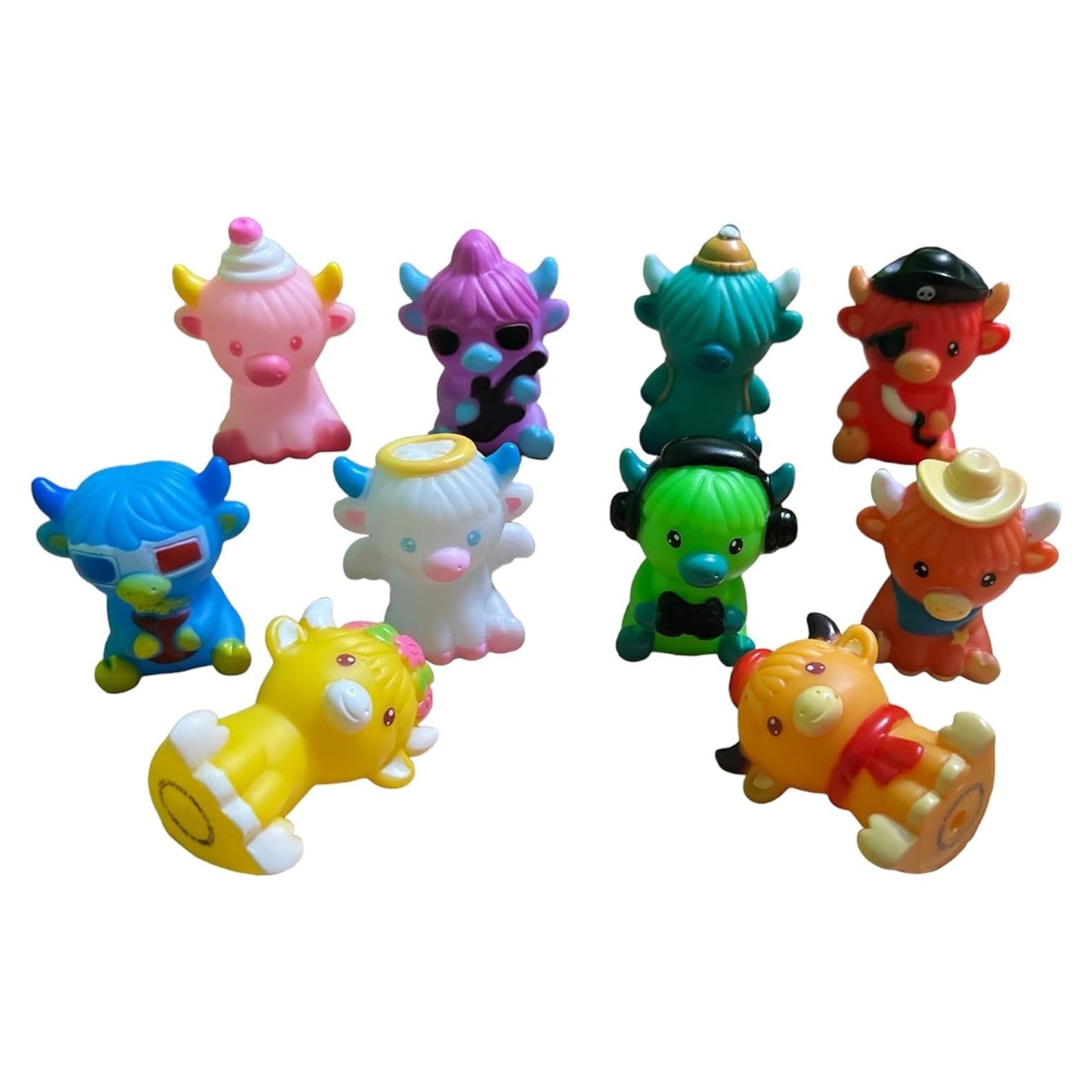 Juguetes de Vacas de Highland de Goma - 10 Piezas Toyco