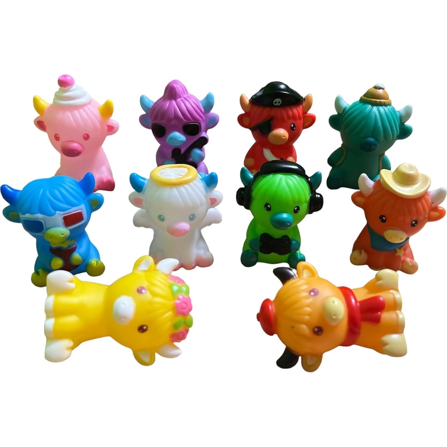 Juguetes de Vacas de Highland de Goma - 10 Piezas Toyco