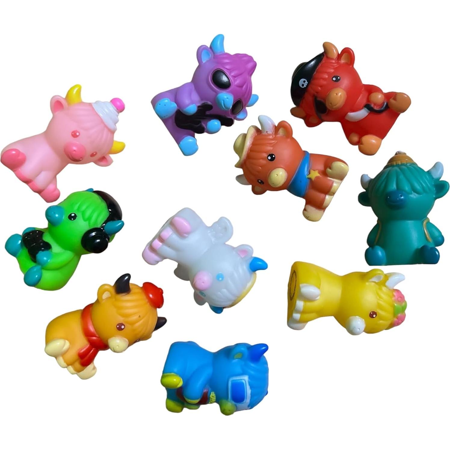 Juguetes de Vacas de Highland de Goma - 10 Piezas Toyco