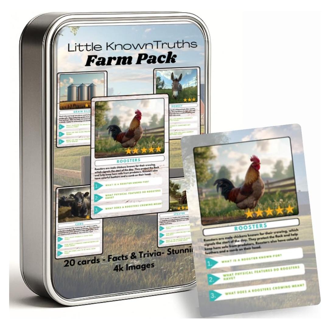 Tarjetas de Trivia de Animales de Granja Pequeñas Verdades - 20 Tarjetas Educativas para Niños 3+