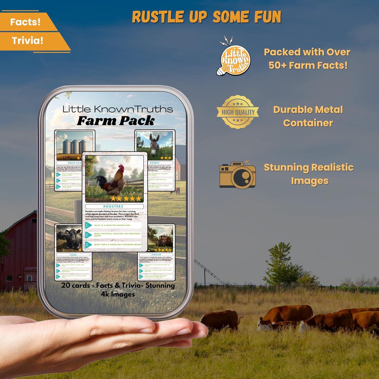 Tarjetas de Trivia de Animales de Granja Pequeñas Verdades - 20 Tarjetas Educativas para Niños 3+