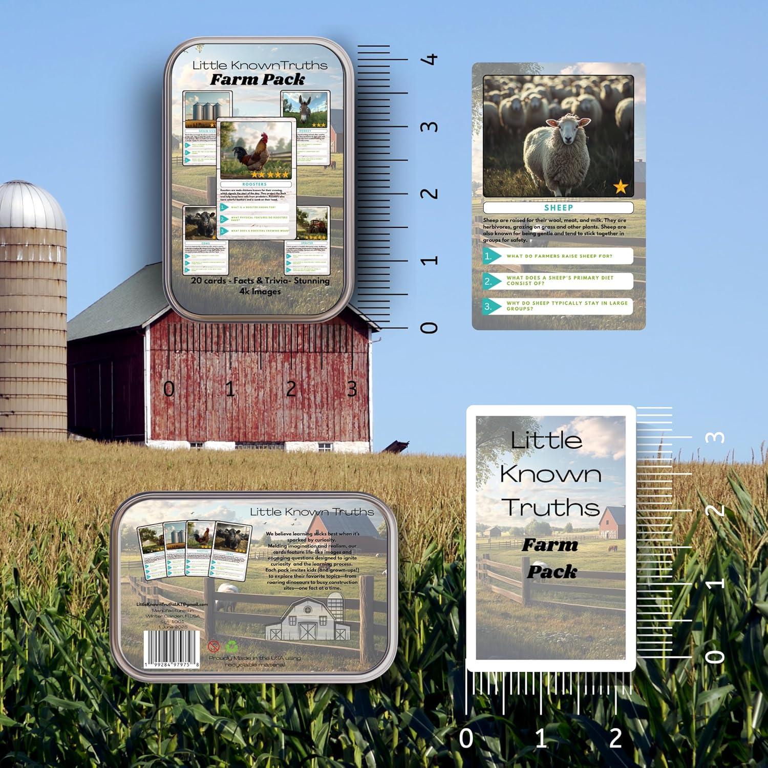 Tarjetas de Trivia de Animales de Granja Pequeñas Verdades - 20 Tarjetas Educativas para Niños 3+