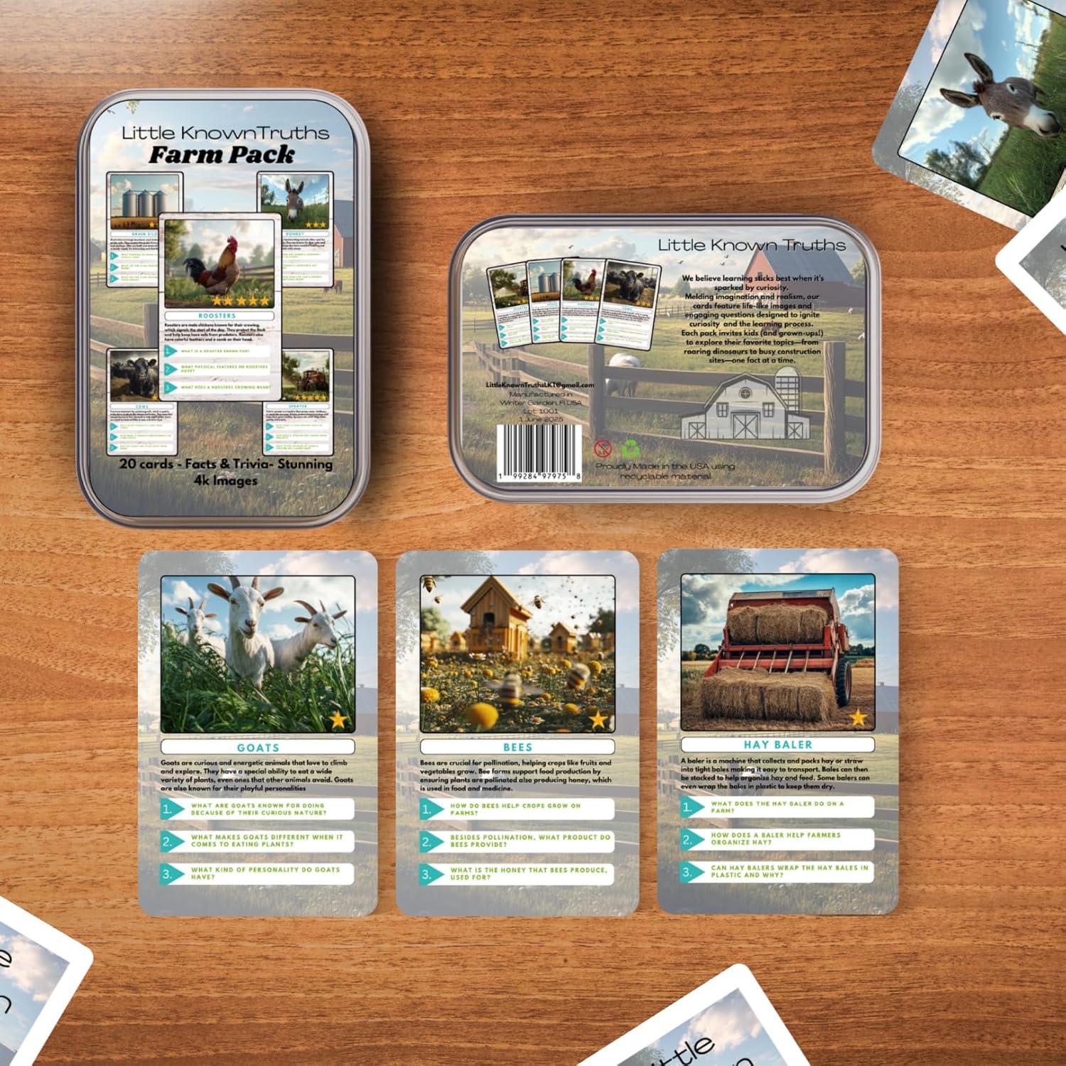 Tarjetas de Trivia de Animales de Granja Pequeñas Verdades - 20 Tarjetas Educativas para Niños 3+