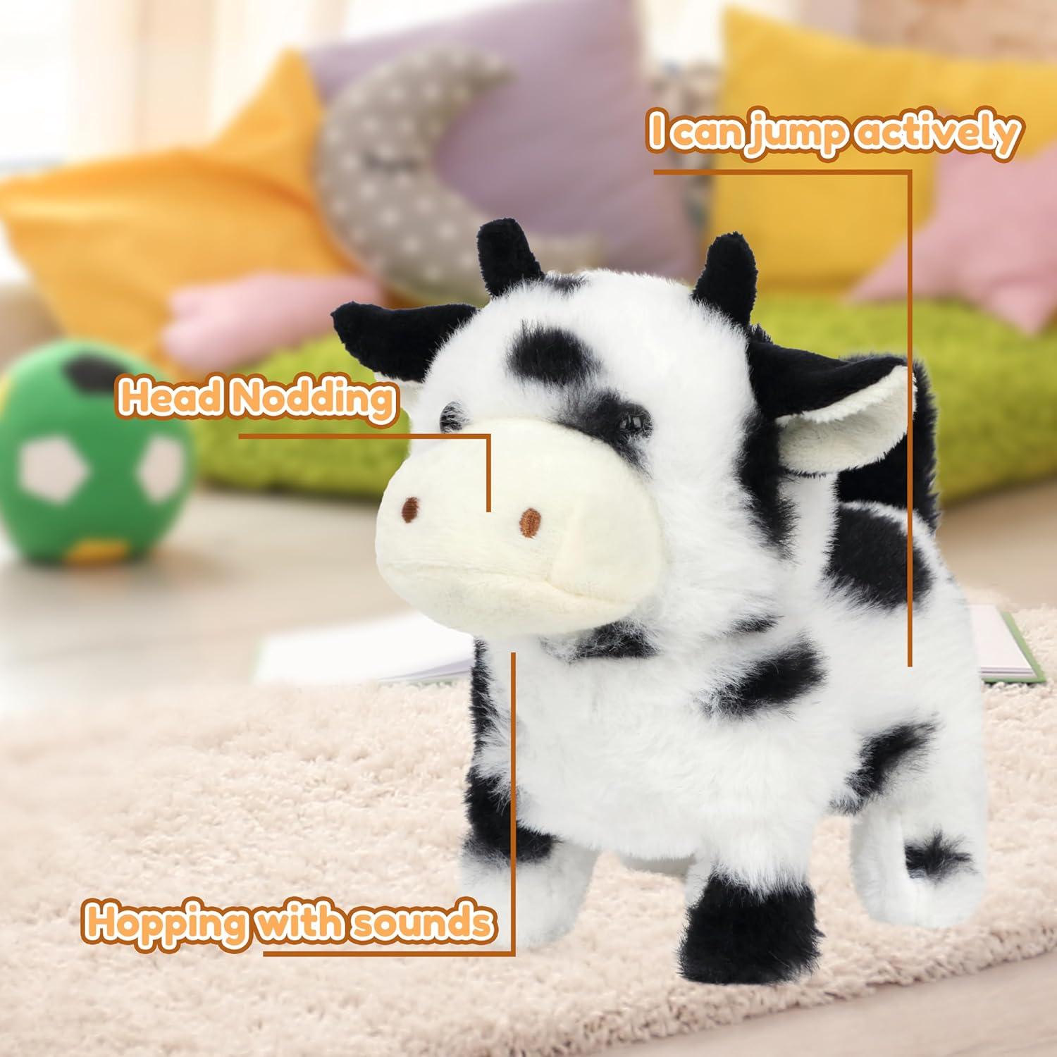 Juguete de Peluche Interactivo Easfan Vaca Negra 18 cm