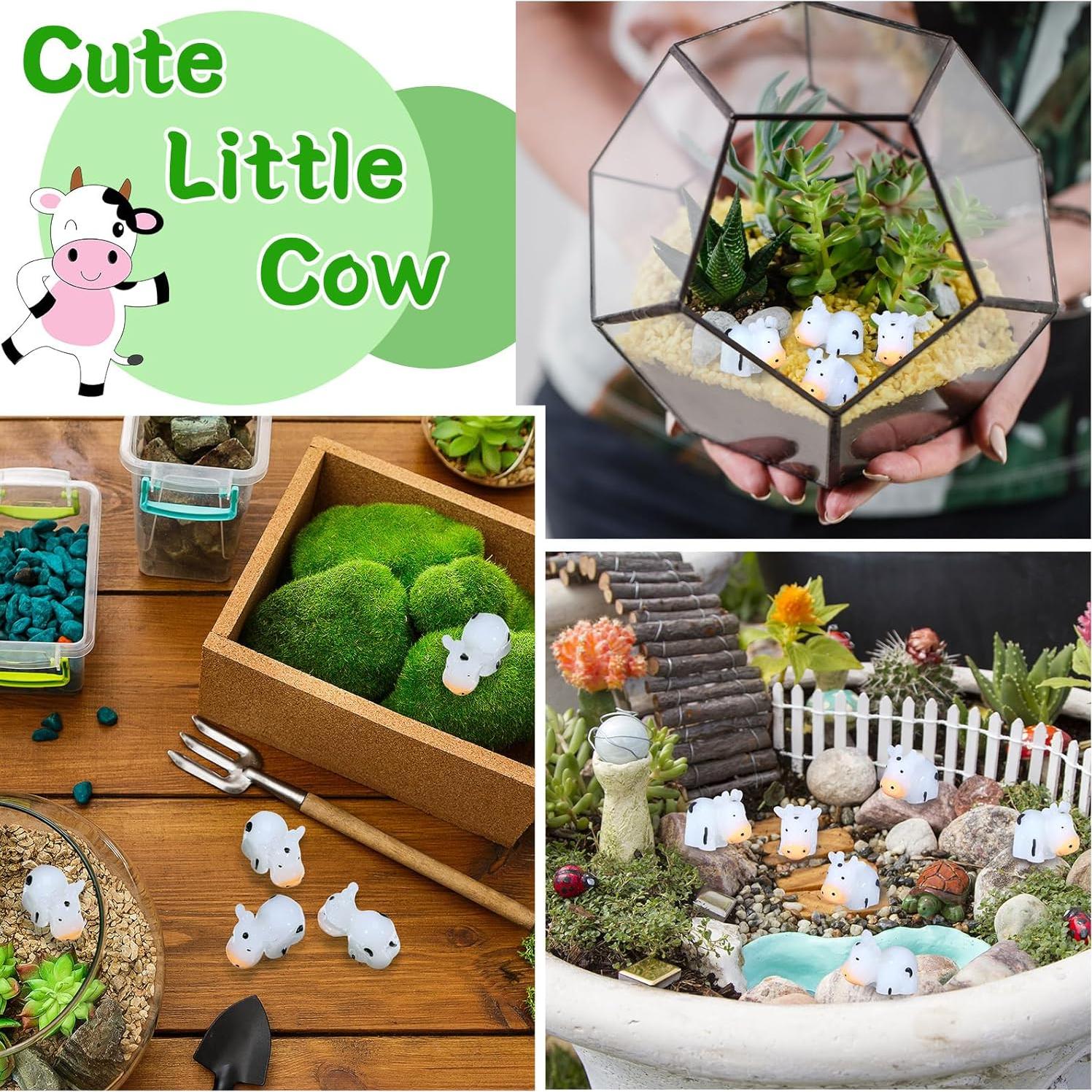 50 Mini Vacas Luminiscentes de Resina Leinuosen para Jardín