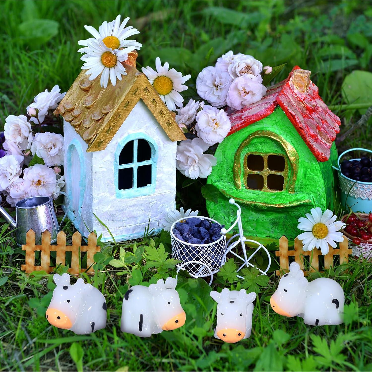 50 Mini Vacas Luminiscentes de Resina Leinuosen para Jardín