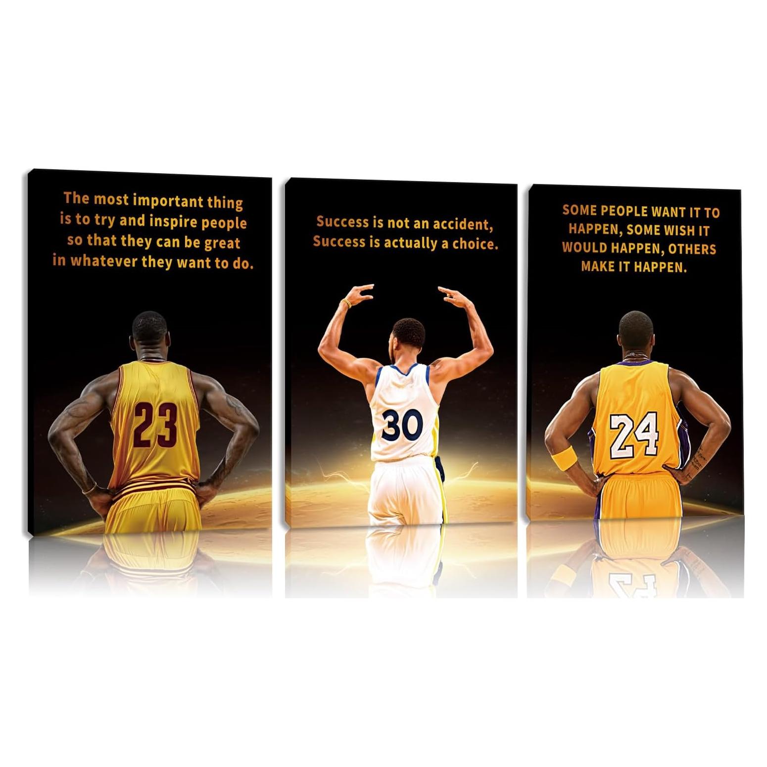 Set de 3 Pósters Motivacionales Baloncesto 30x40cm Lienzo