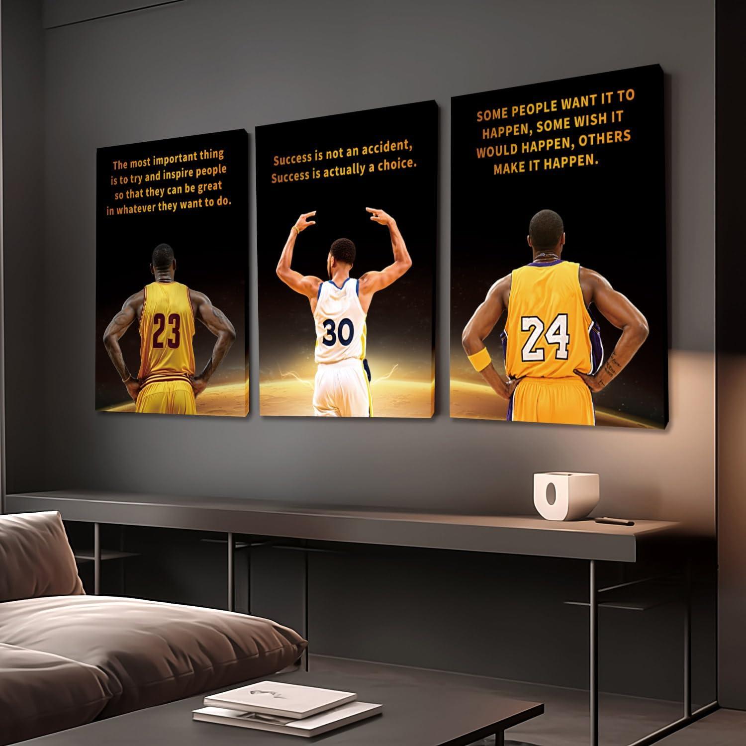 Set de 3 Pósters Motivacionales Baloncesto 30x40cm Lienzo