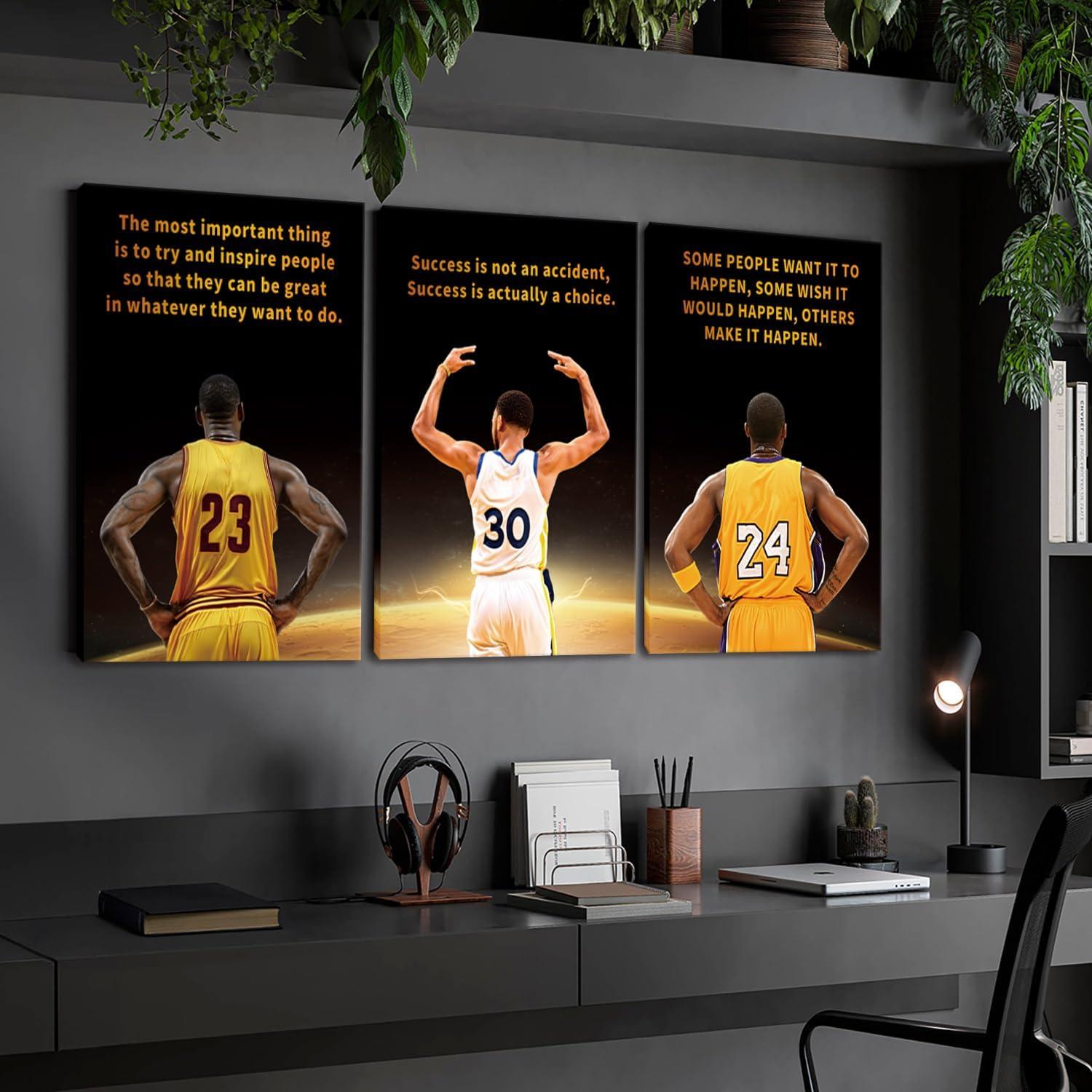 Set de 3 Pósters Motivacionales Baloncesto 30x40cm Lienzo