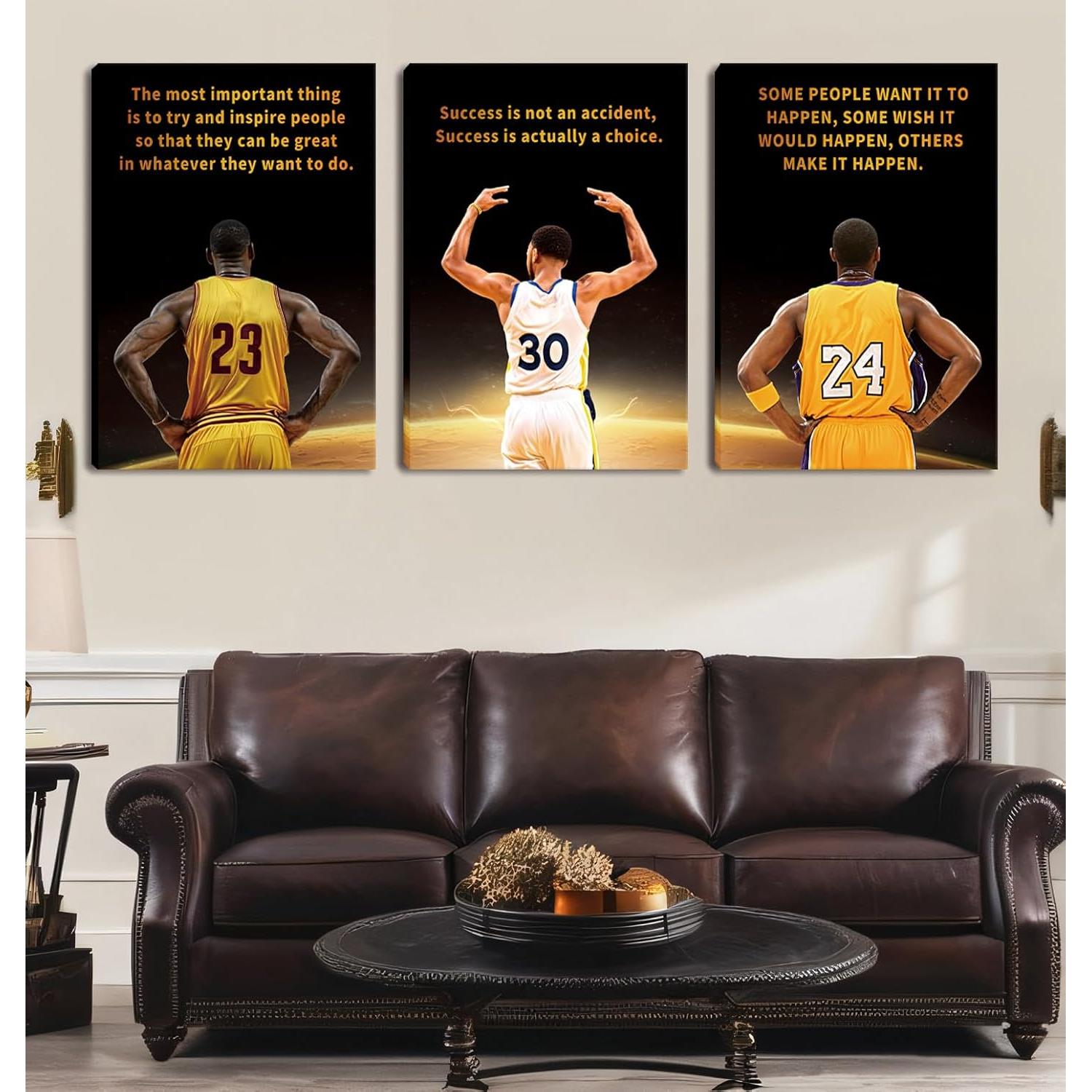 Set de 3 Pósters Motivacionales Baloncesto 30x40cm Lienzo