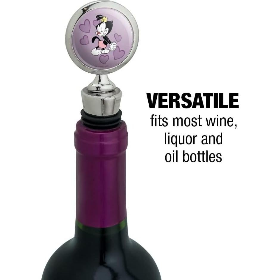 Tapón de Botella de Vino Animaniacs - Metal Cromado y Goma