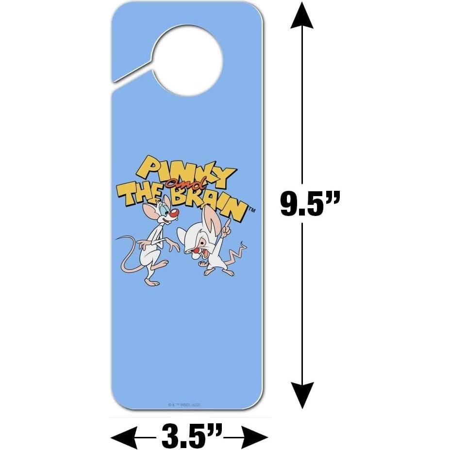 Cartel de Plástico para Perilla de Puerta Pinky y Cerebro - 24x8.9cm