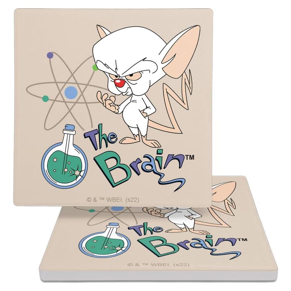 Set de 2 Posavasos Cerámicos Pinky y el Cerebro 9.9 cm