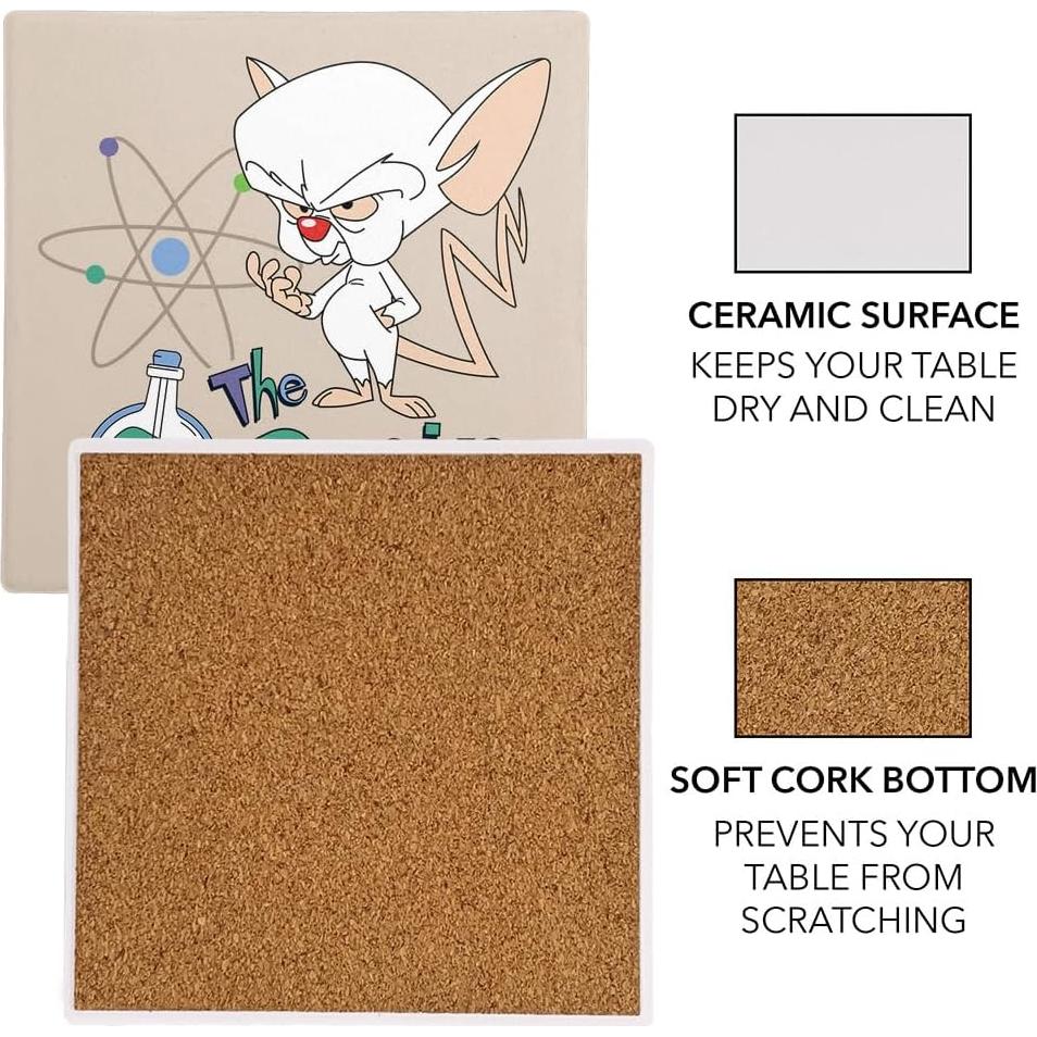 Set de 2 Posavasos Cerámicos Pinky y el Cerebro 9.9 cm
