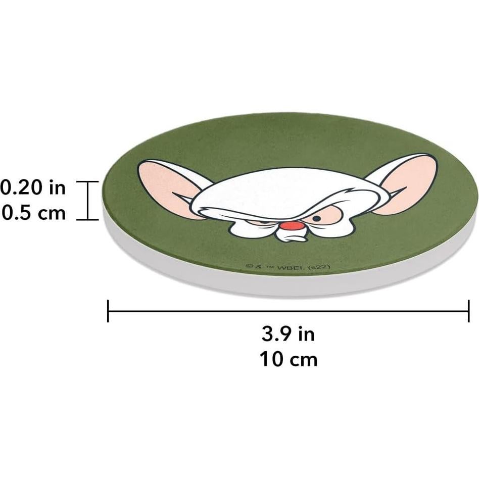 Set de 2 Posavasos Redondos Cerámica Pinky y Cerebro 9.9 cm