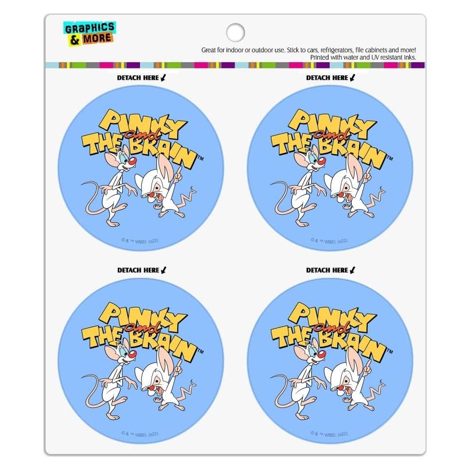 Conjunto de 4 Imanes de Vinilo Pinky y el Cerebro 6.4cm