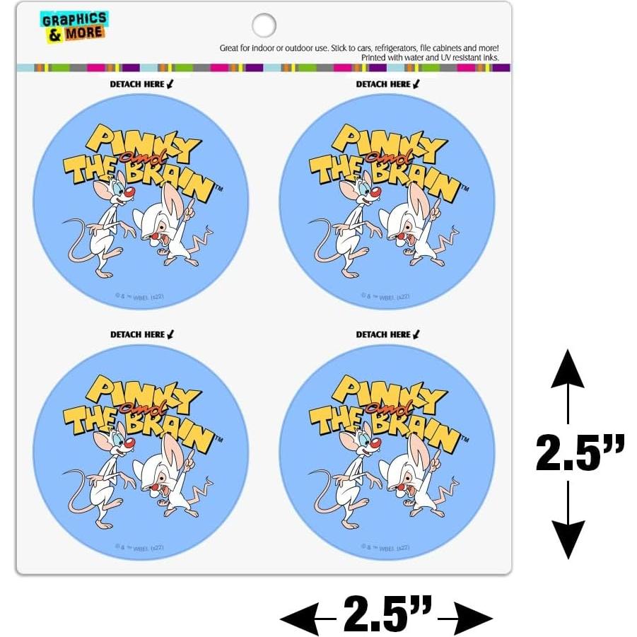 Conjunto de 4 Imanes de Vinilo Pinky y el Cerebro 6.4cm