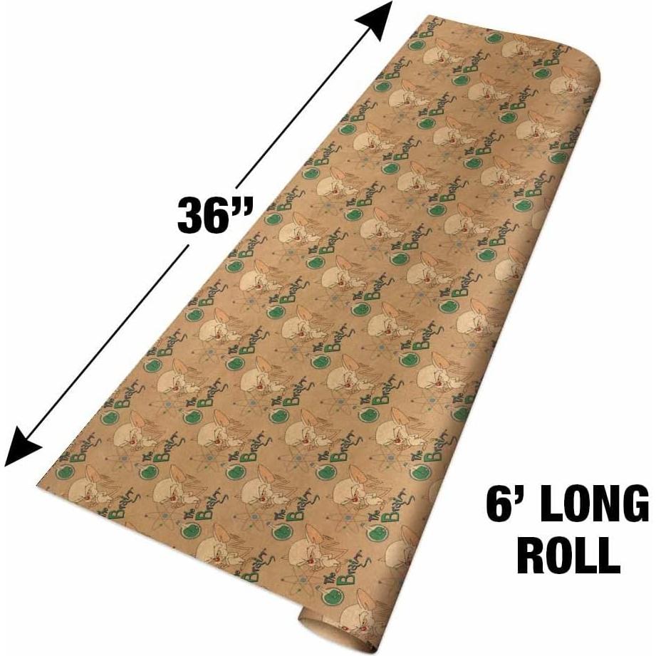 Papel de Regalo Kraft Pinky y el Cerebro 91x183 cm