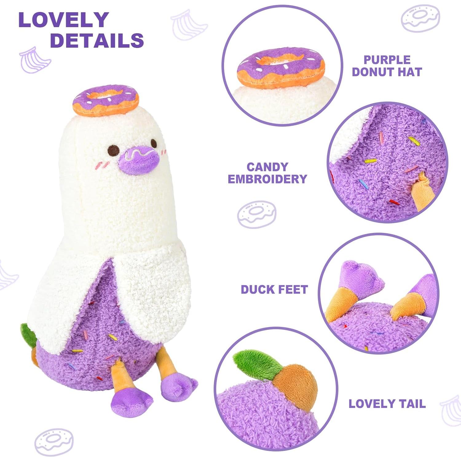 Almohada de Pluche Pato Plátano Donut PEACH CAT 50 cm Púrpura