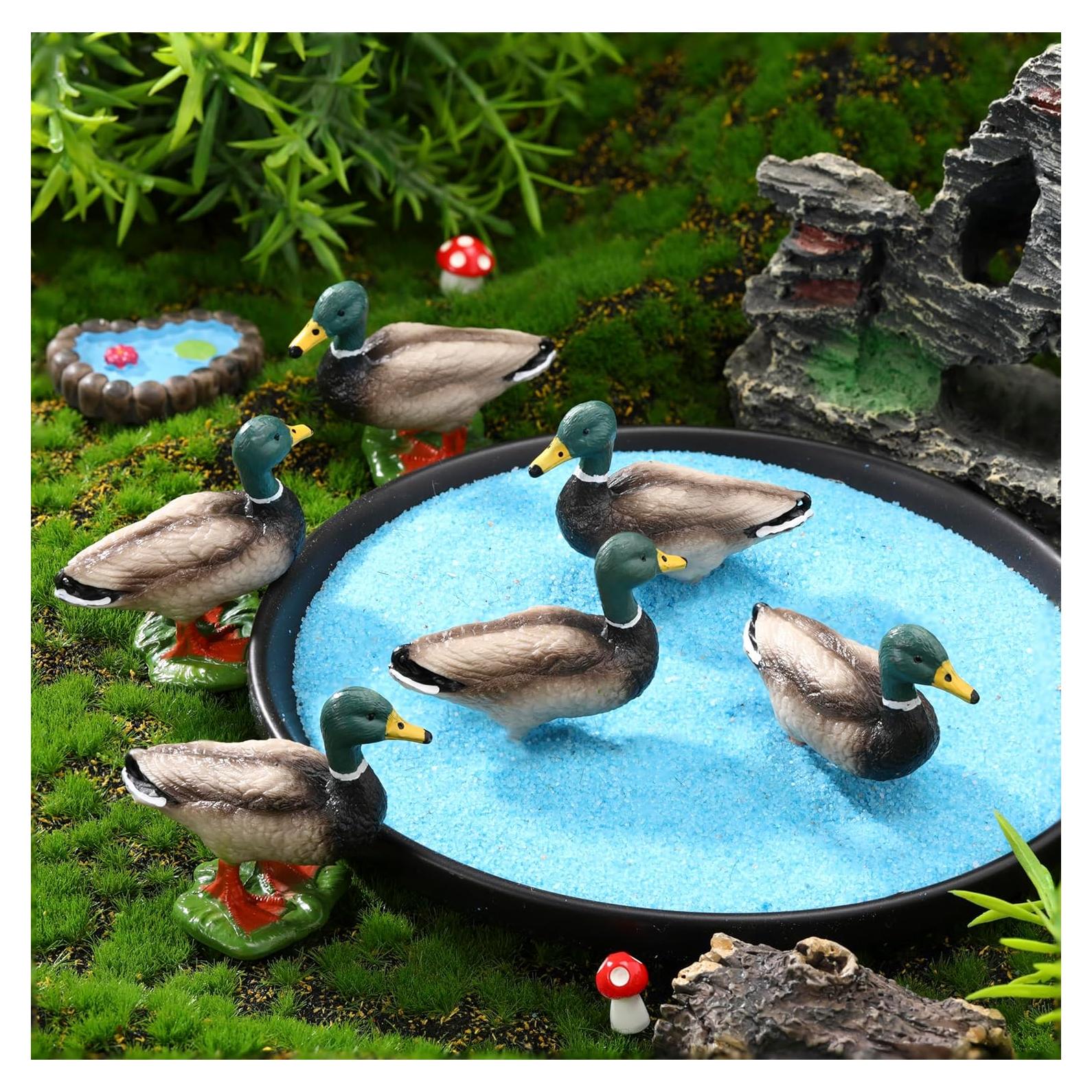 12 Estatuas de Patos Mallard Chunful para Jardín Miniatura
