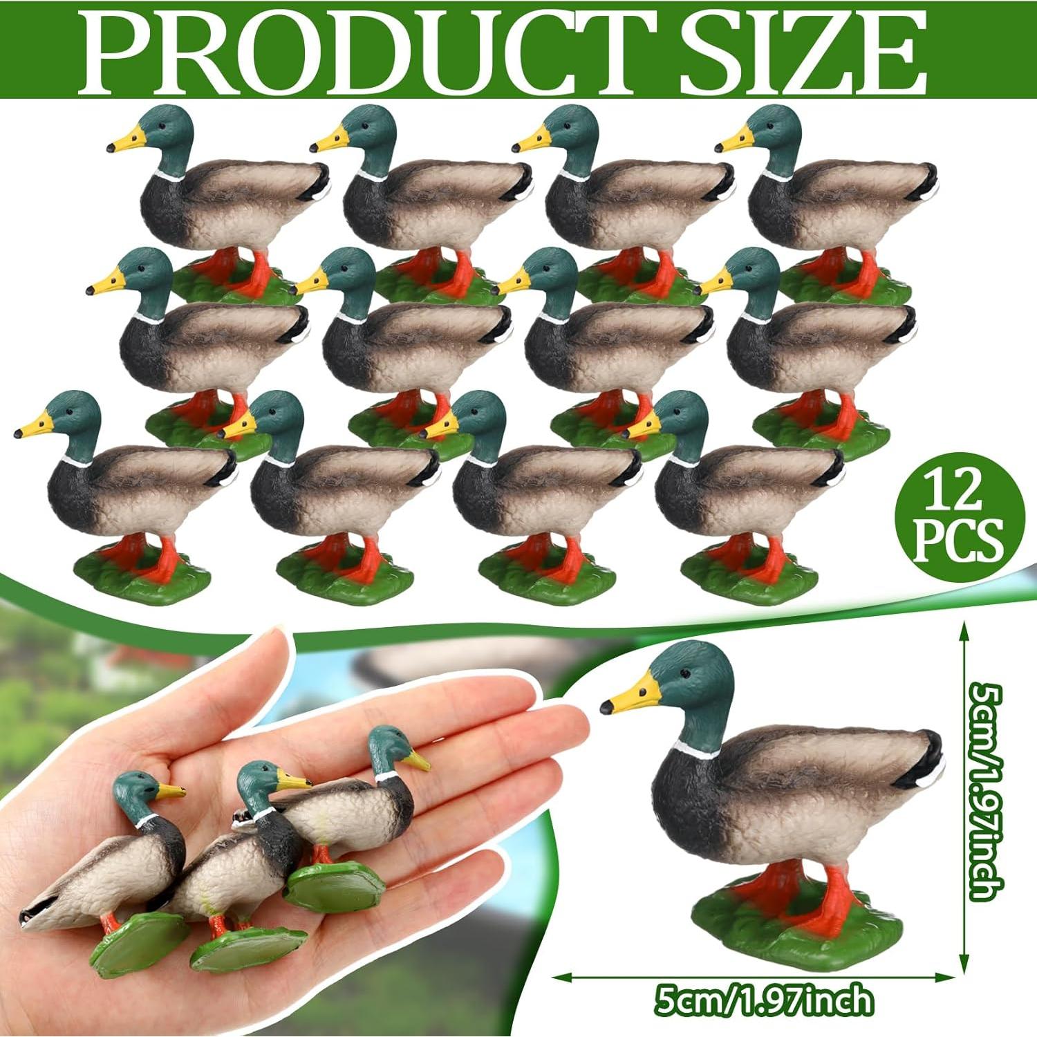 12 Estatuas de Patos Mallard Chunful para Jardín Miniatura