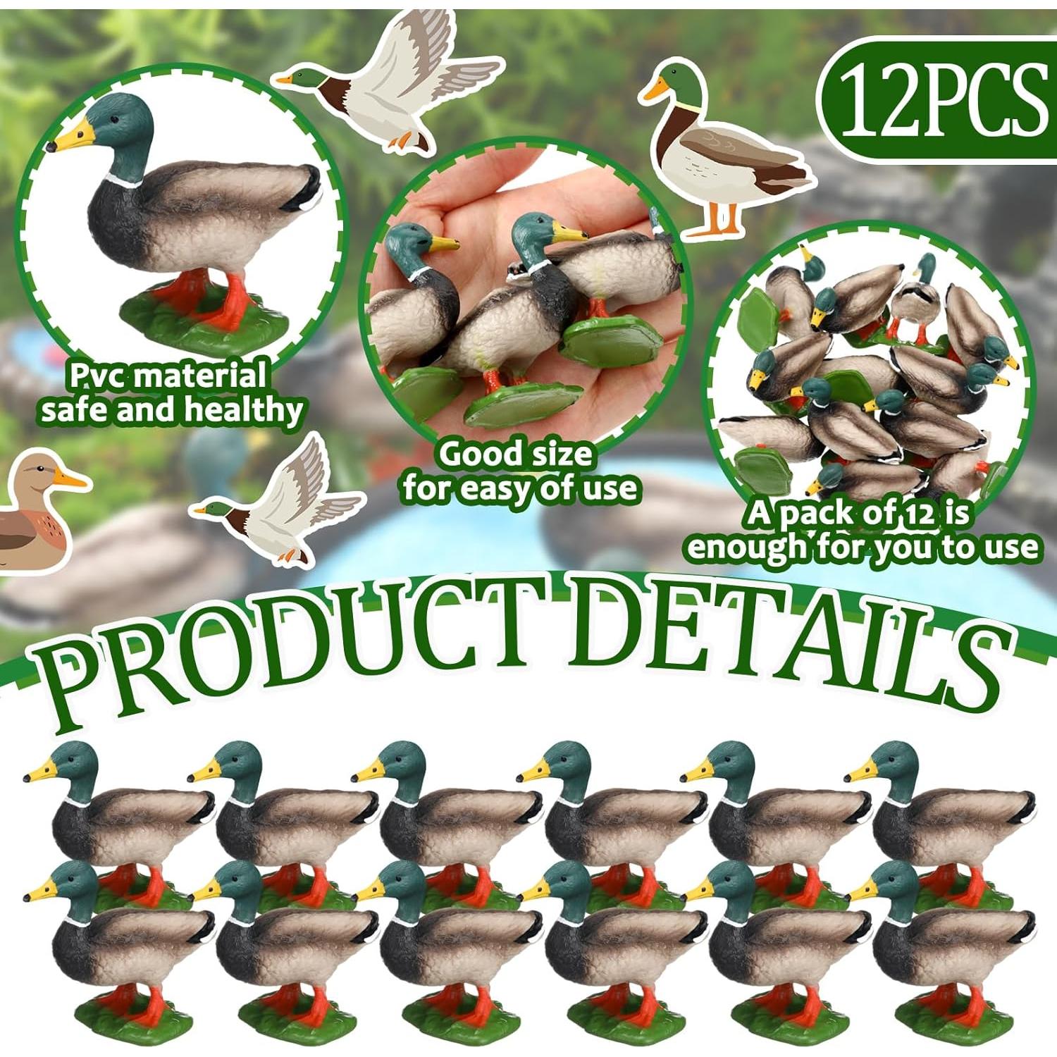 12 Estatuas de Patos Mallard Chunful para Jardín Miniatura