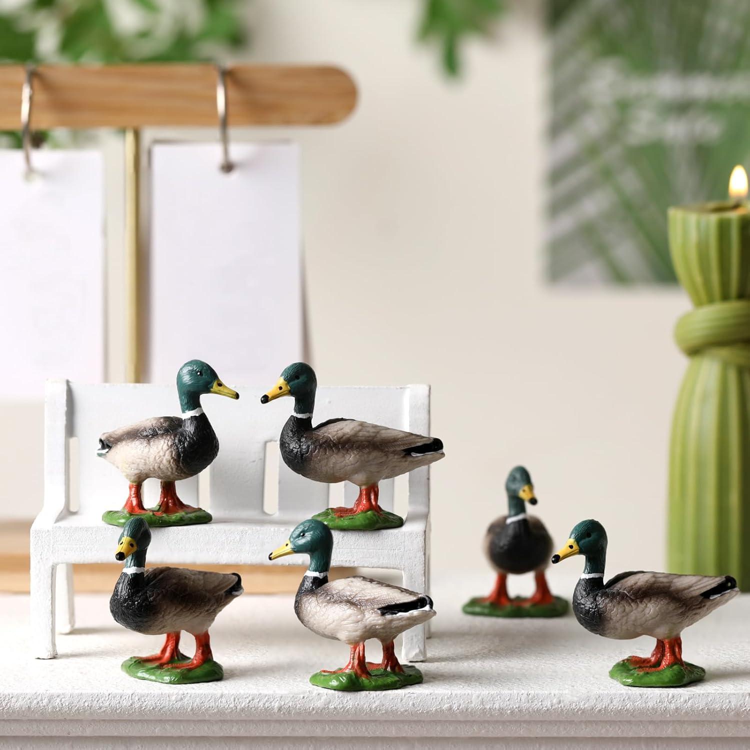 12 Estatuas de Patos Mallard Chunful para Jardín Miniatura