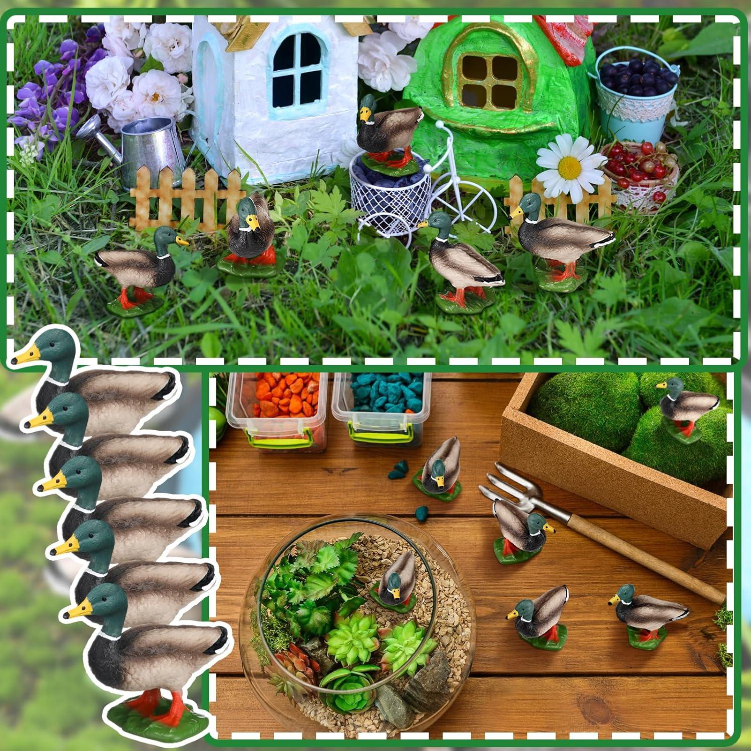 12 Estatuas de Patos Mallard Chunful para Jardín Miniatura