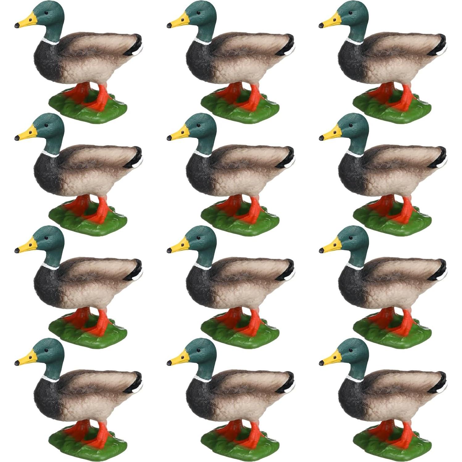 12 Estatuas de Patos Mallard Chunful para Jardín Miniatura