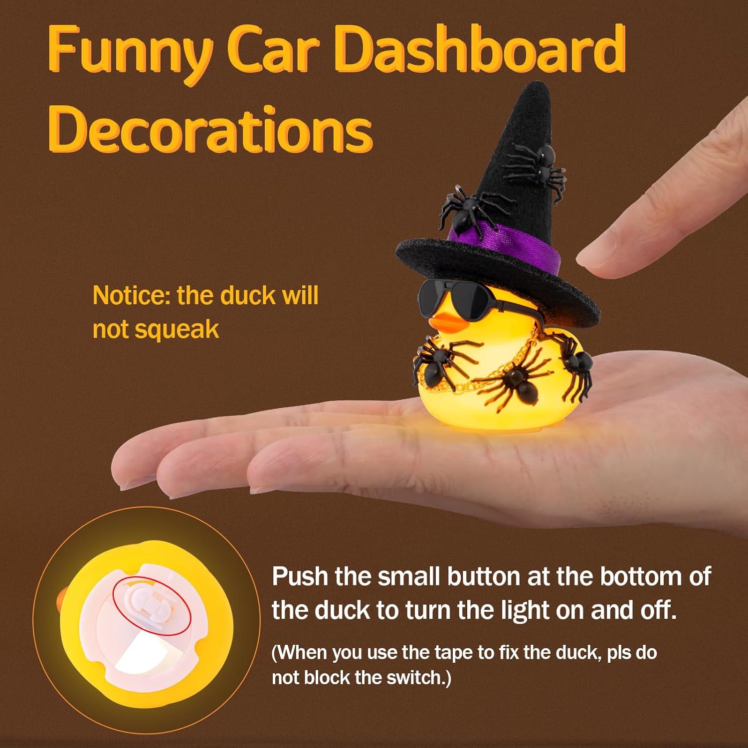 Pato de Goma Halloween Wonuu con Luz y Mini Arañas 5cm