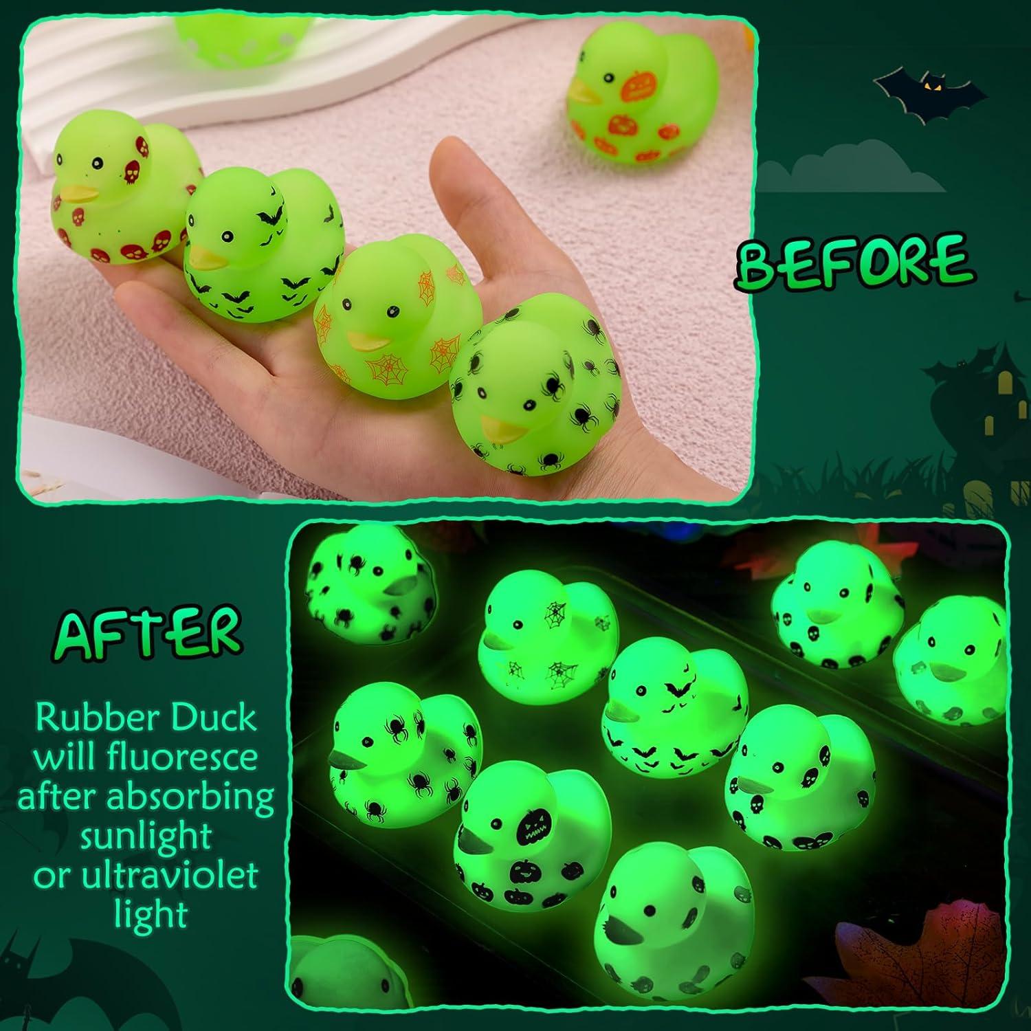 Patitos de Goma Halloween Jenaai 24 Pcs Brillan en la Oscuridad