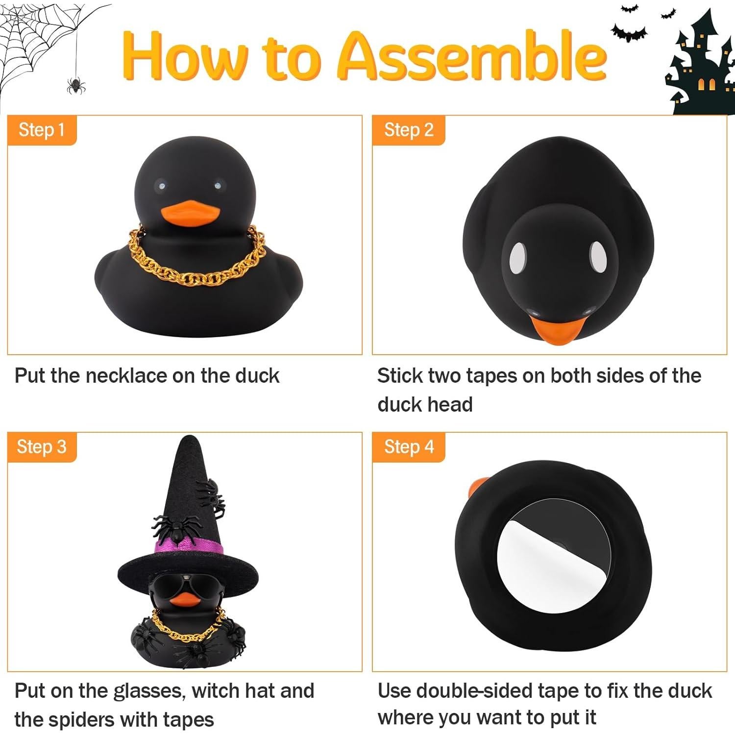 Pato de Goma Halloween Mini wonuu con Sombrero y Accesorios