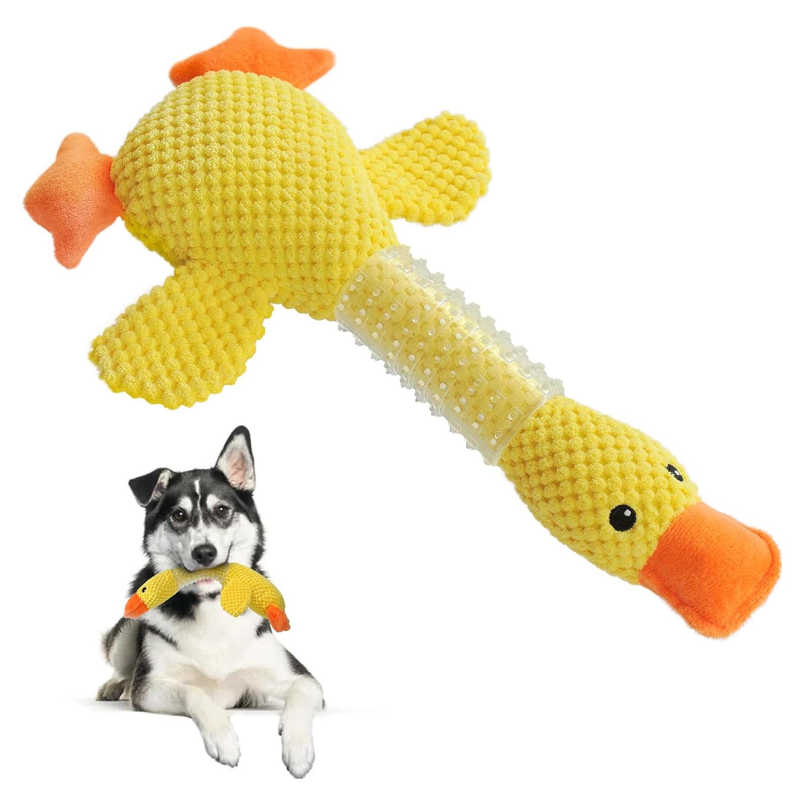 Fida Dog Chew Toys for Aggressive Chewers Rubber Neck, Squeaky Dog Toys for Large Dogs, Indestructible Dog Toy Durable Puppy Teething Toys Plush Duck Dog Toy to Keep Them Busy