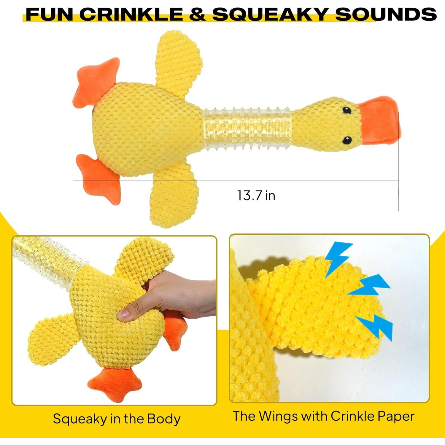 Fida Dog Chew Toys for Aggressive Chewers Rubber Neck, Squeaky Dog Toys for Large Dogs, Indestructible Dog Toy Durable Puppy Teething Toys Plush Duck Dog Toy to Keep Them Busy