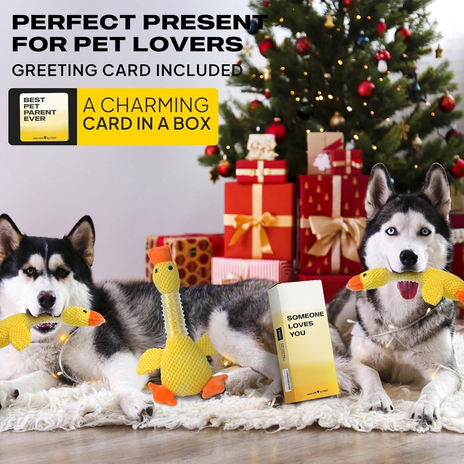 Fida Dog Chew Toys for Aggressive Chewers Rubber Neck, Squeaky Dog Toys for Large Dogs, Indestructible Dog Toy Durable Puppy Teething Toys Plush Duck Dog Toy to Keep Them Busy