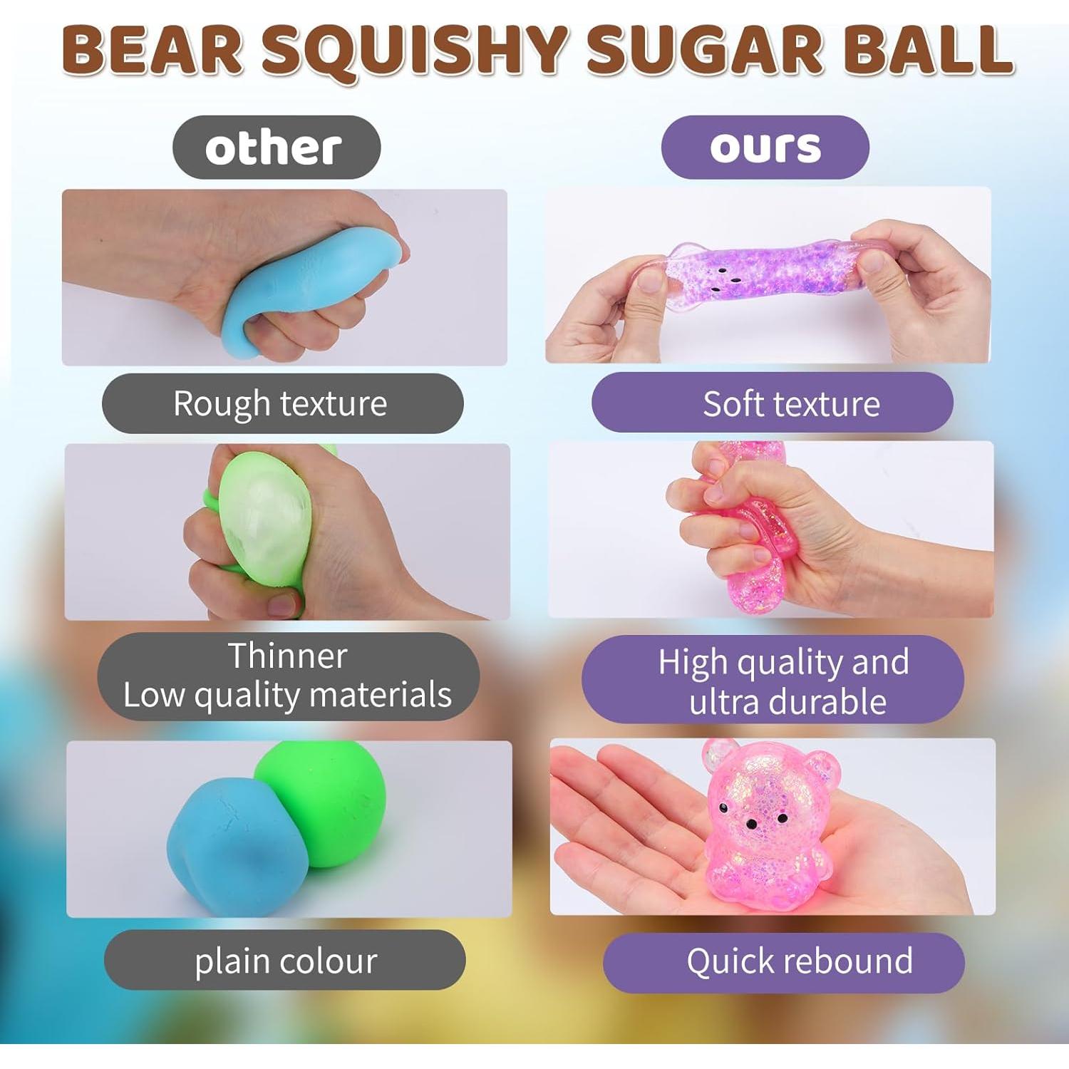 12 Pelotas Antiestrés Squishy VESPRO Oso Colorido 10.97 cm