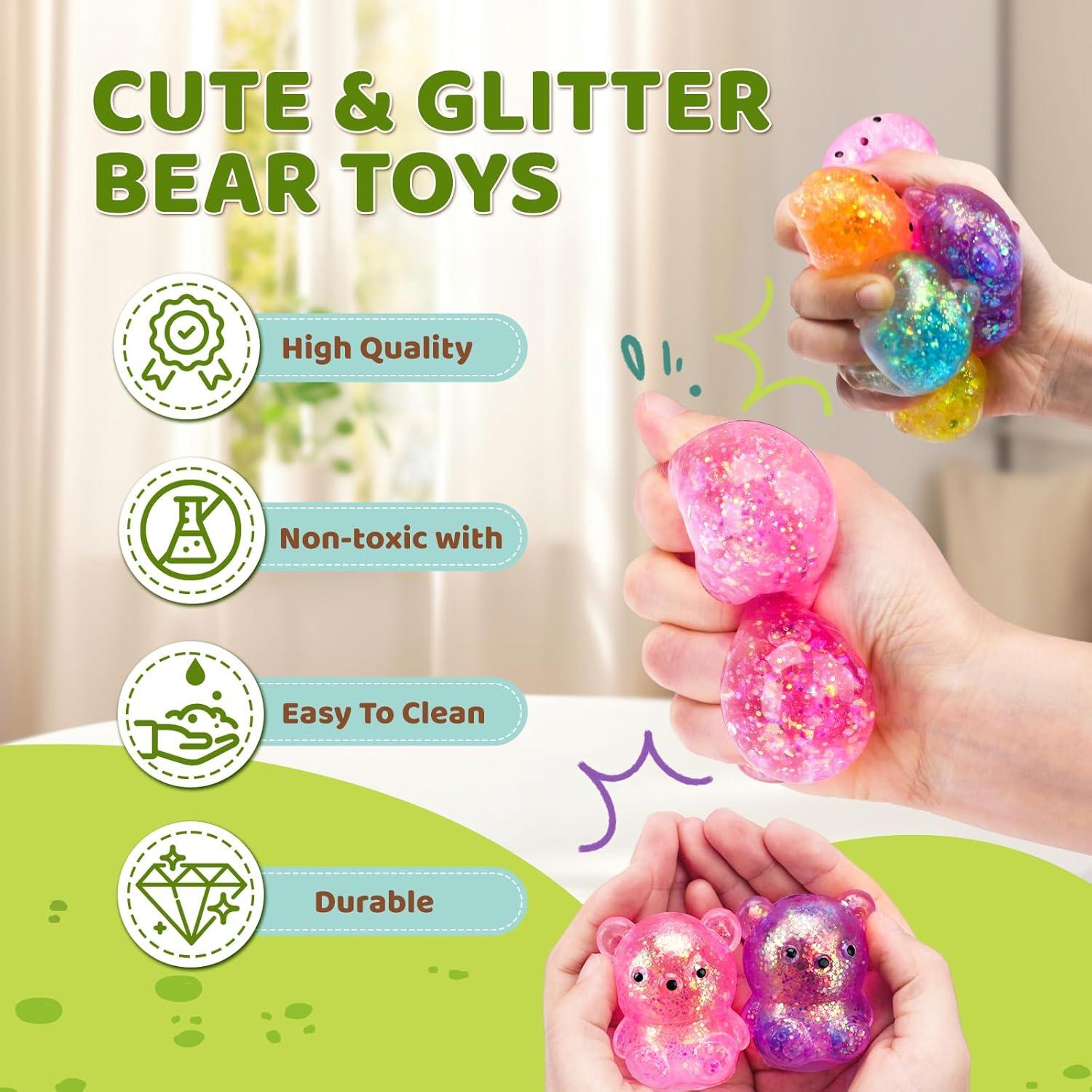 12 Pelotas Antiestrés Squishy VESPRO Oso Colorido 10.97 cm