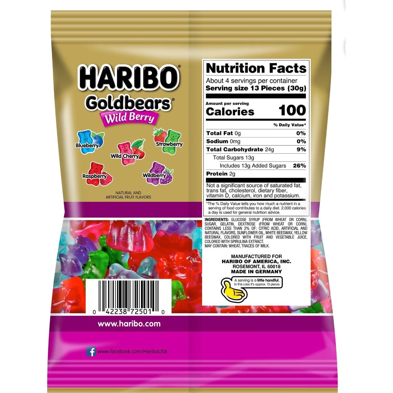 Dulces Goma HARIBO Oso de Oro Frutos Silvestres 4 Paquetes 227g