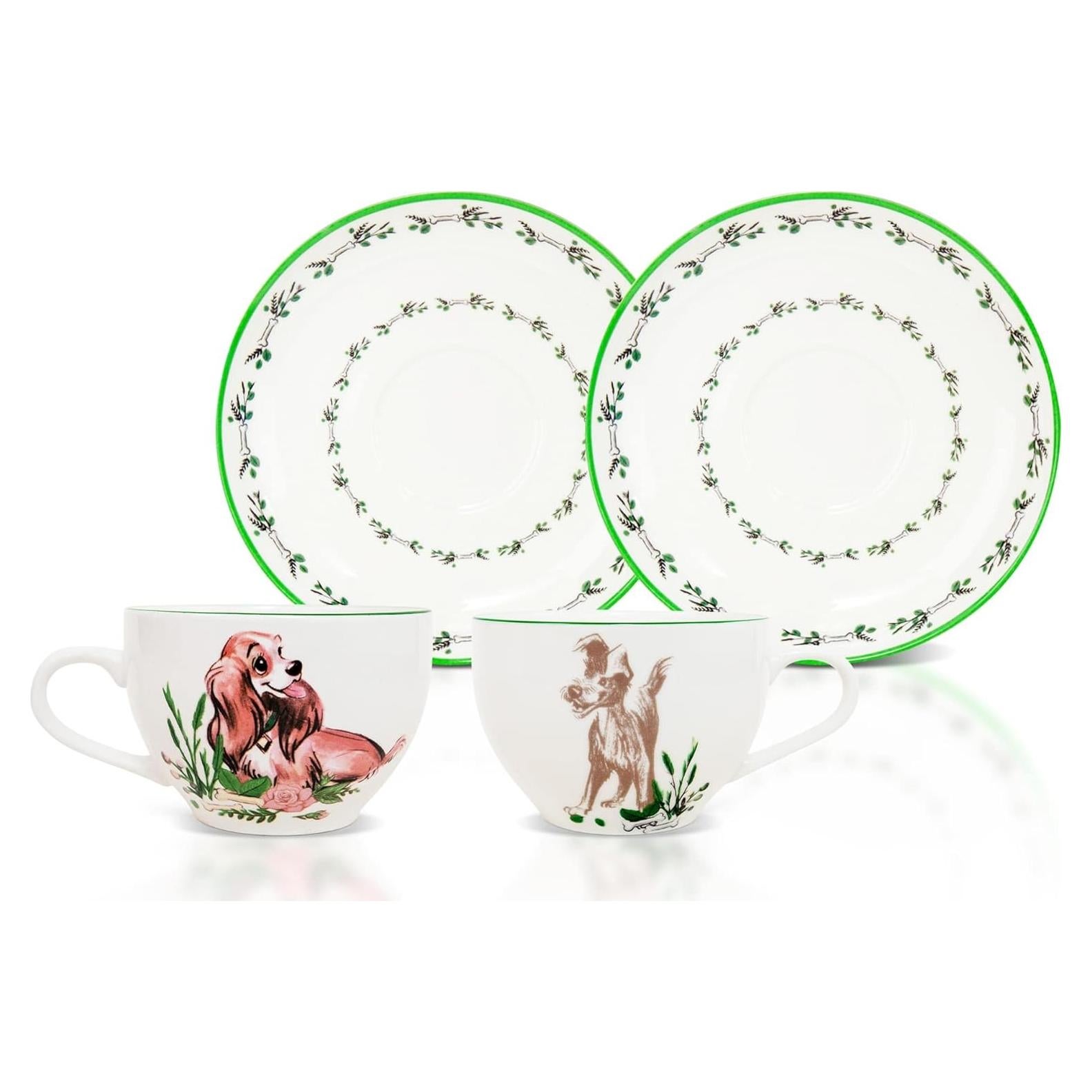 Juego de Taza y Platillo Porcelana Disney La Dama y el Vagabundo